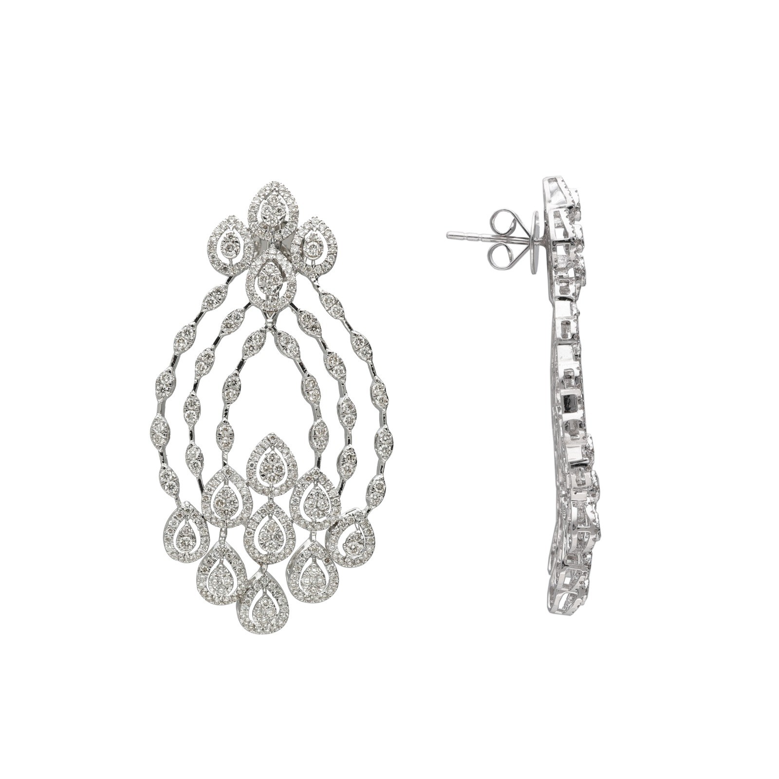  Cercei Aur Alb 14k, Diamante 2.97 ct 1
