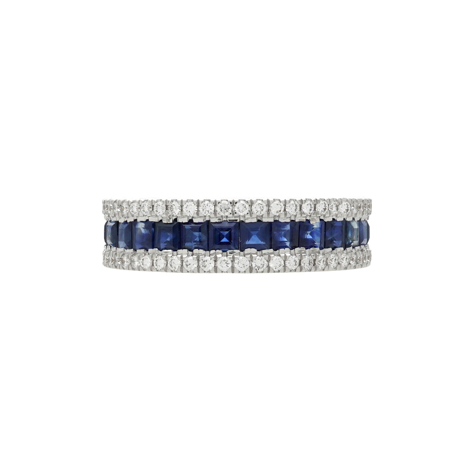  Inel Eternity Aur Alb 18k, Safire 3.03 ct, Diamante  0.65 ct 3