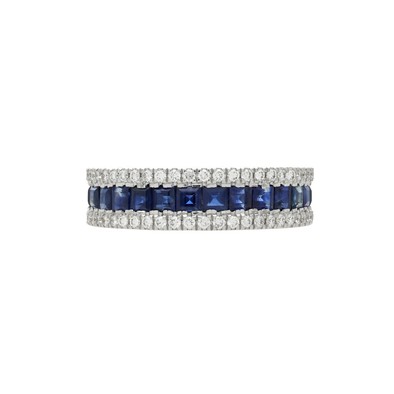  Inel Eternity Aur Alb 18k, Safire 3.03 ct, Diamante  0.65 ct 3