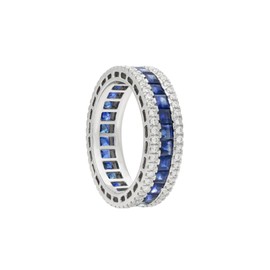 Inel Eternity Aur Alb 18k, Safire 3.03 ct, Diamante  0.65 ct 1