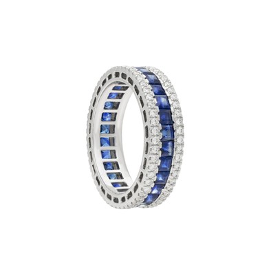  Inel Eternity Aur Alb 18k, Safire 3.03 ct, Diamante  0.65 ct 1