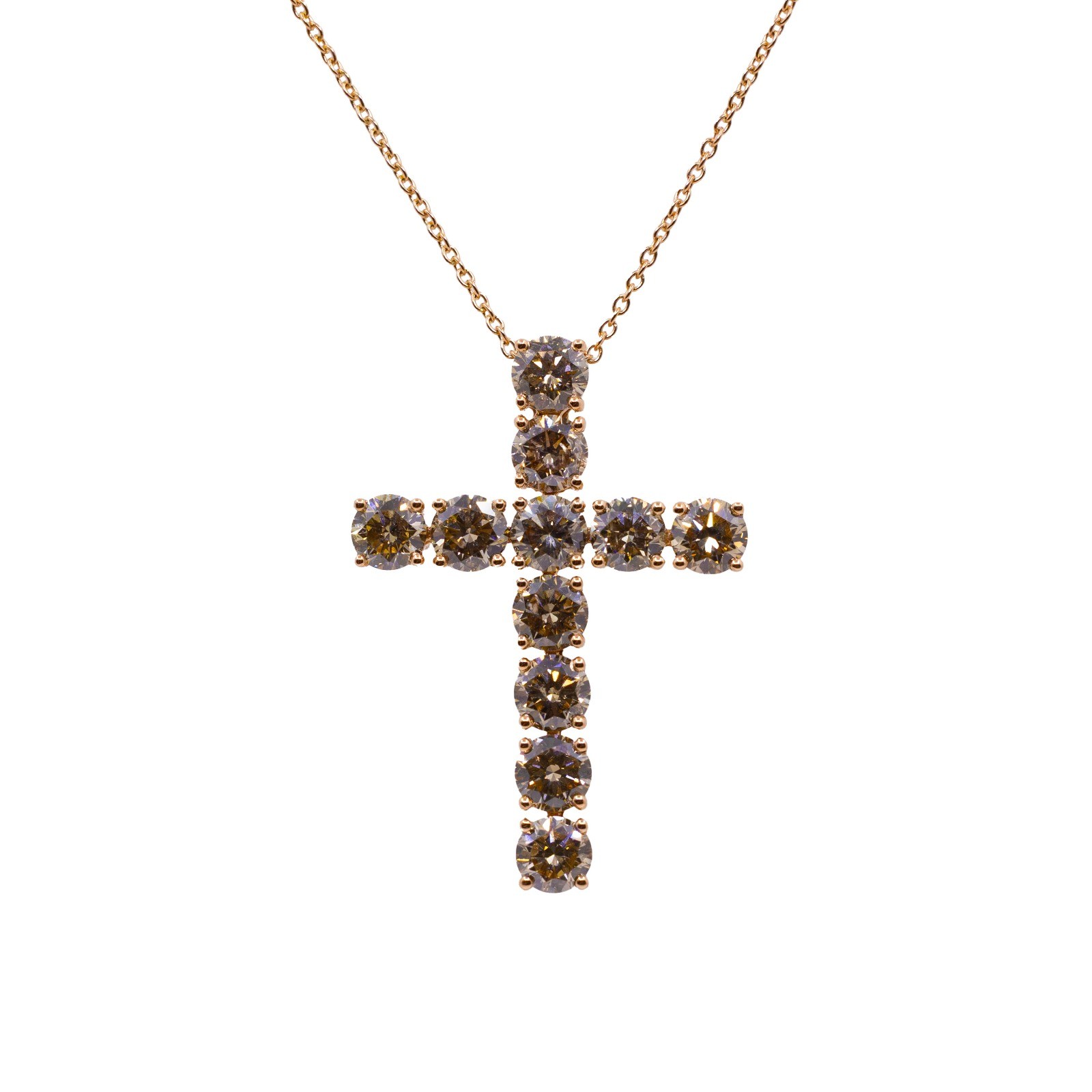  Colier Aur Roz 18k, Diamante  Champagne 0.72 ct 1