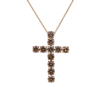  Colier Aur Roz 18k, Diamante  Champagne 0.72 ct 1