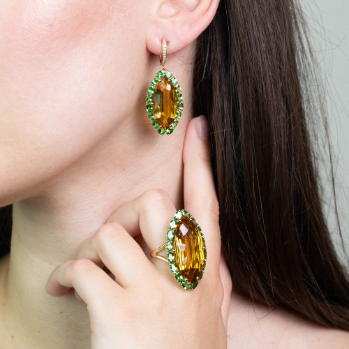 Cercei Aur 18k, Citrin 25.72 ct, Tsavorite 5.75 ct, Diamante 0.14 ct 3