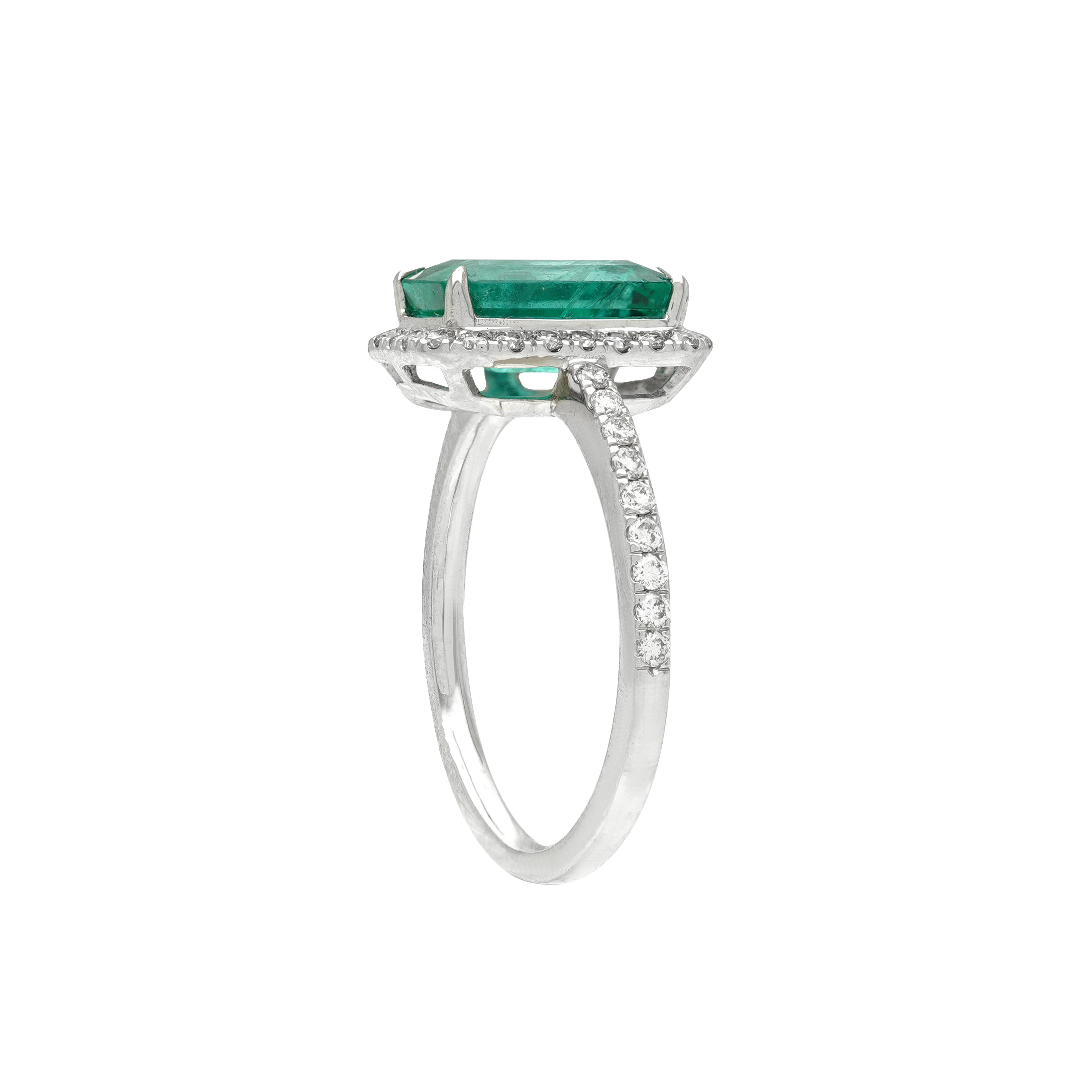  Inel Aur Alb 18k, Smarald 1.65 ct, Diamante 0.34 ct 3