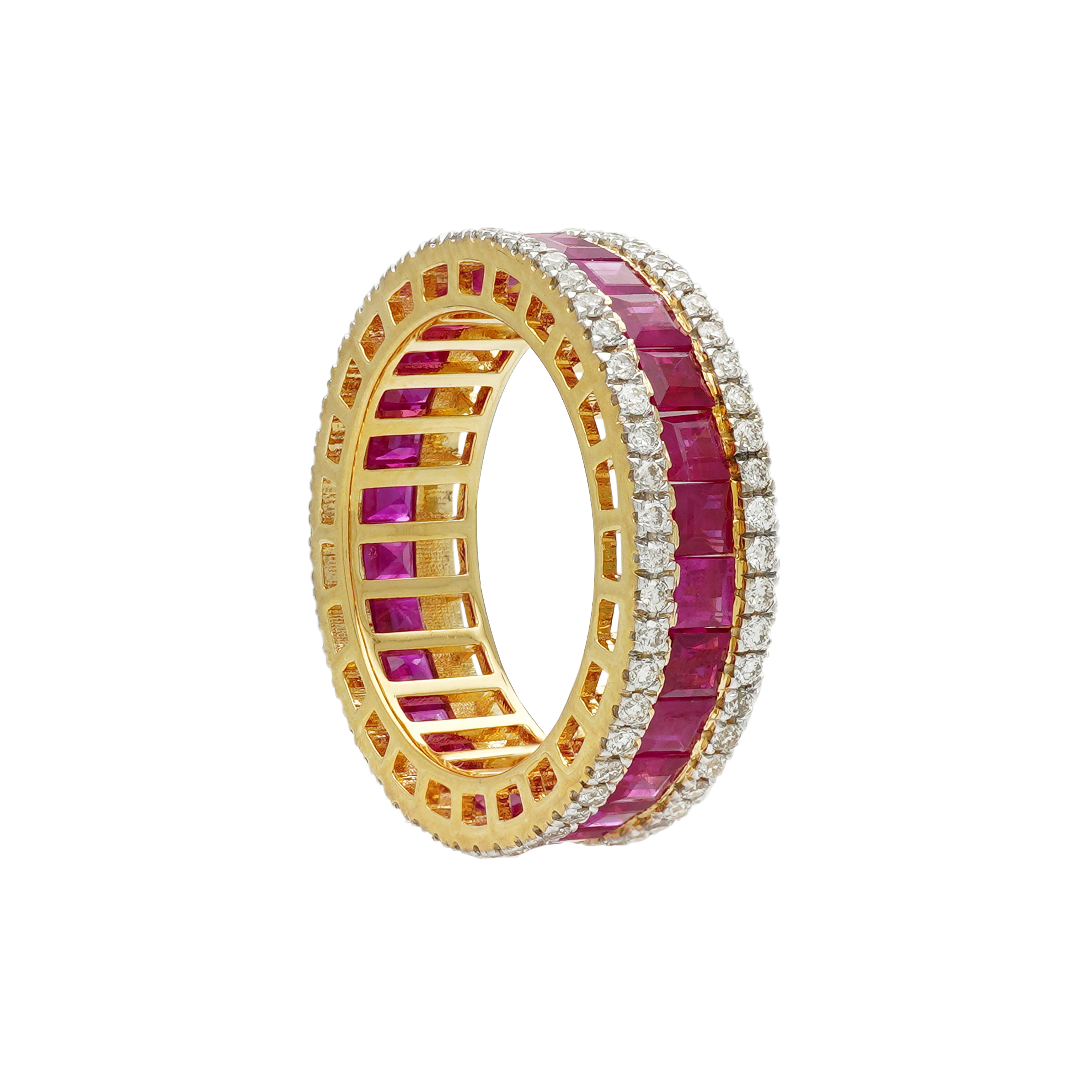  Inel Eternity Aur Galben 18k, Rubine 3.25 ct, Diamante 0.65 ct 1