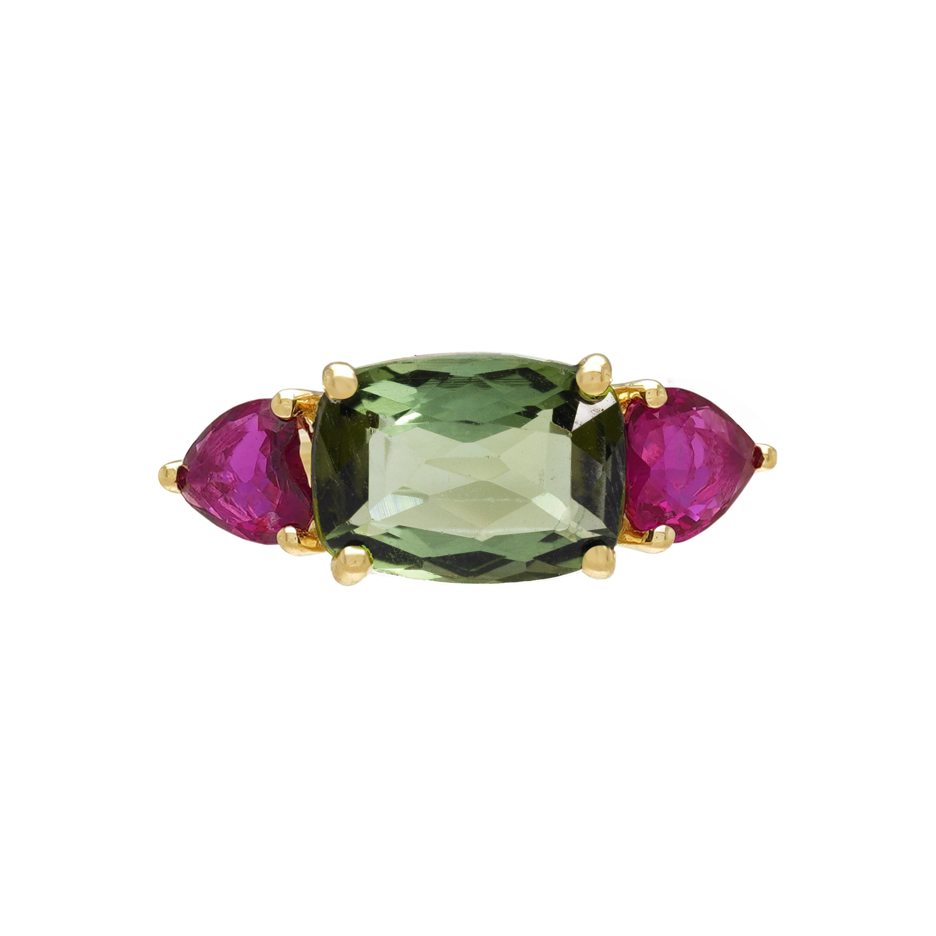  Inel Aur Galben 14k, Turmalina 2.00 ct, Rubin 0.70 ct 1