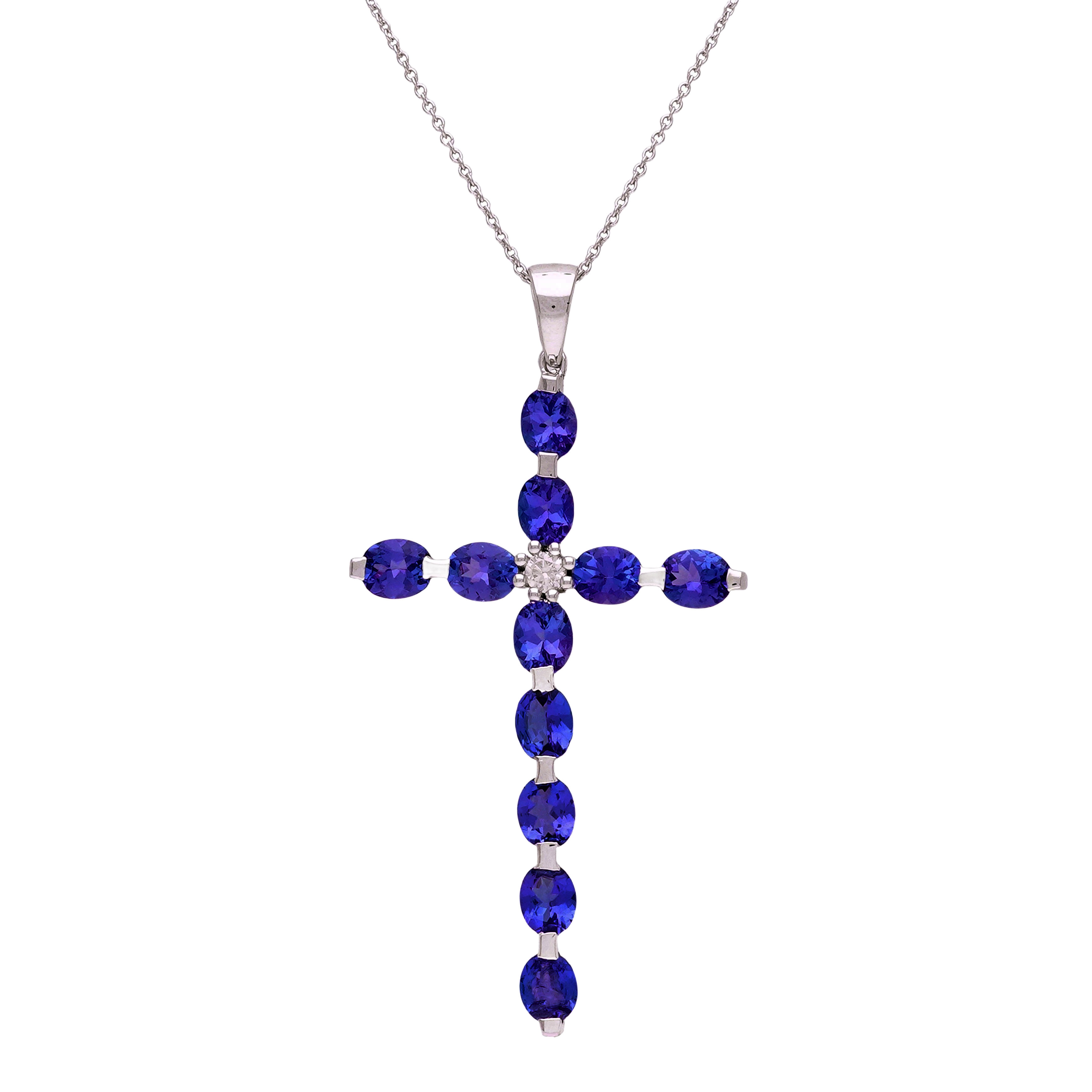  Colier Aur Alb 14k, Tanzanit 4.30 ct, Diamant 0.095 ct 1