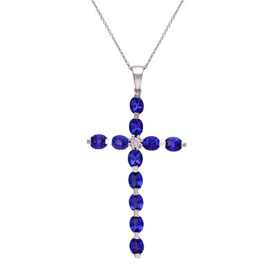  Colier Aur Alb 14k, Tanzanit 4.30 ct, Diamant 0.095 ct 1