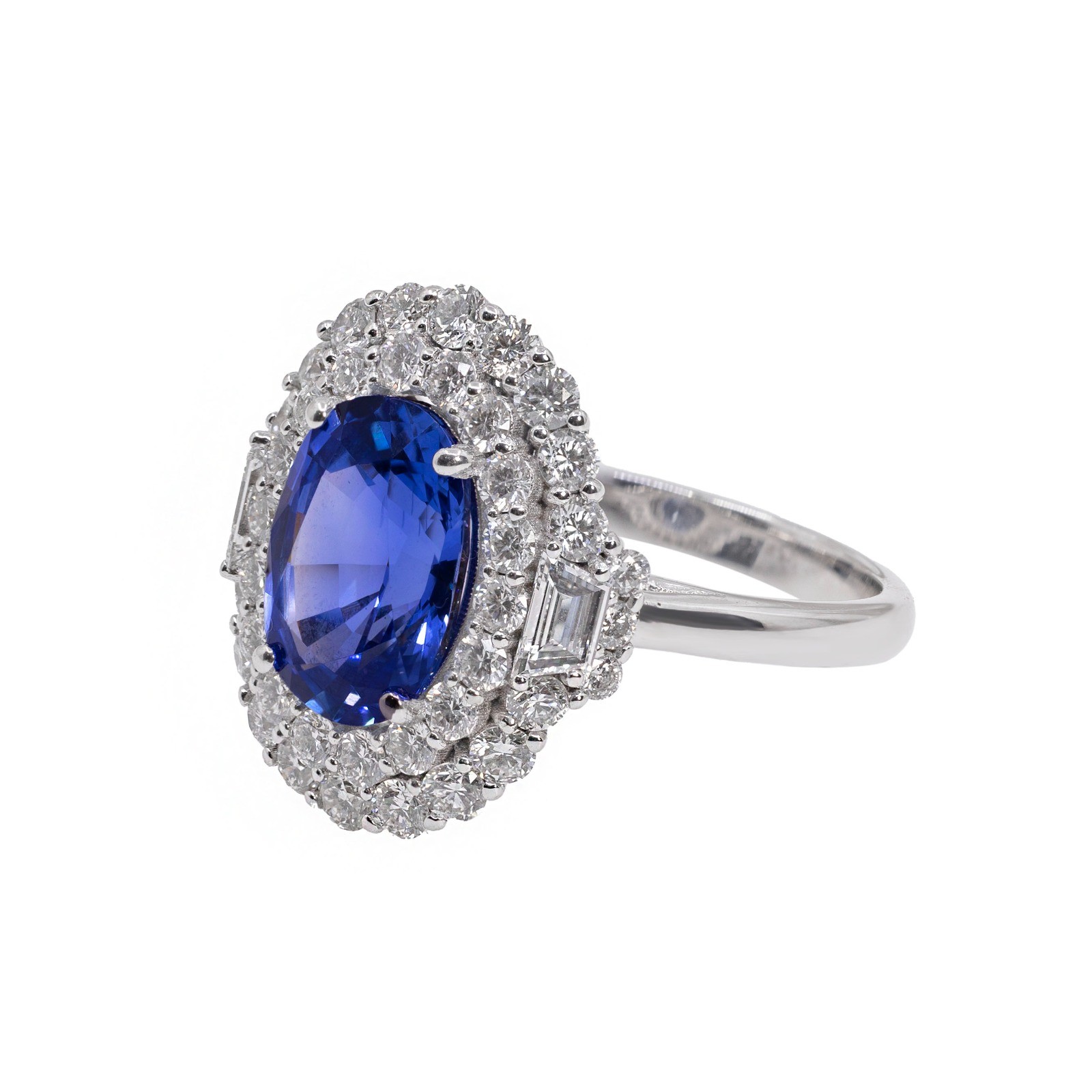  Inel Aur Alb 18k, Safir 3.13 ct, Diamante 1.31 ct 2