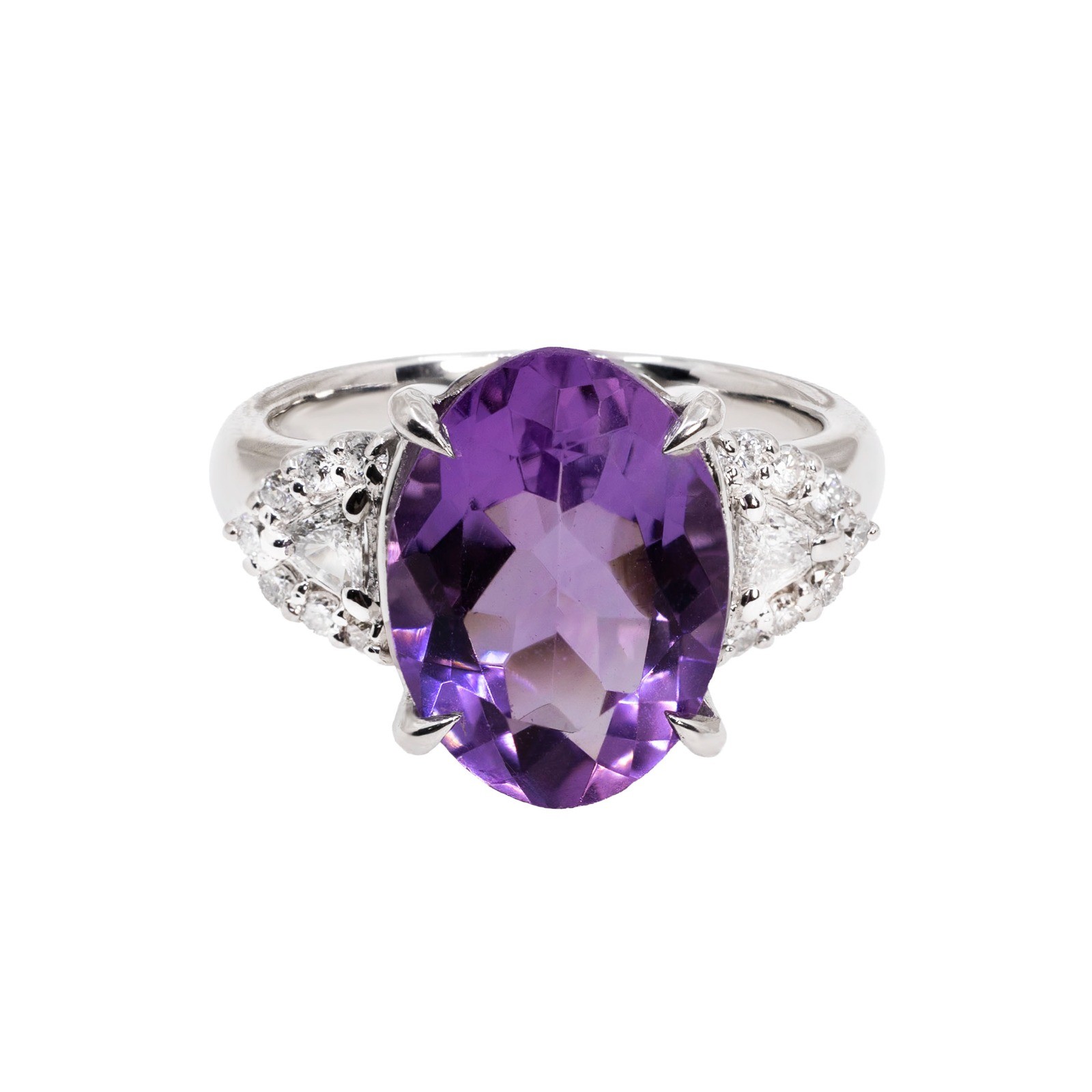  Inel Platina, Ametist 5.10 ct, Diamante 0.32 ct 1