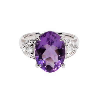 Inel Platina, Ametist 5.10 ct, Diamante 0.32 ct 1