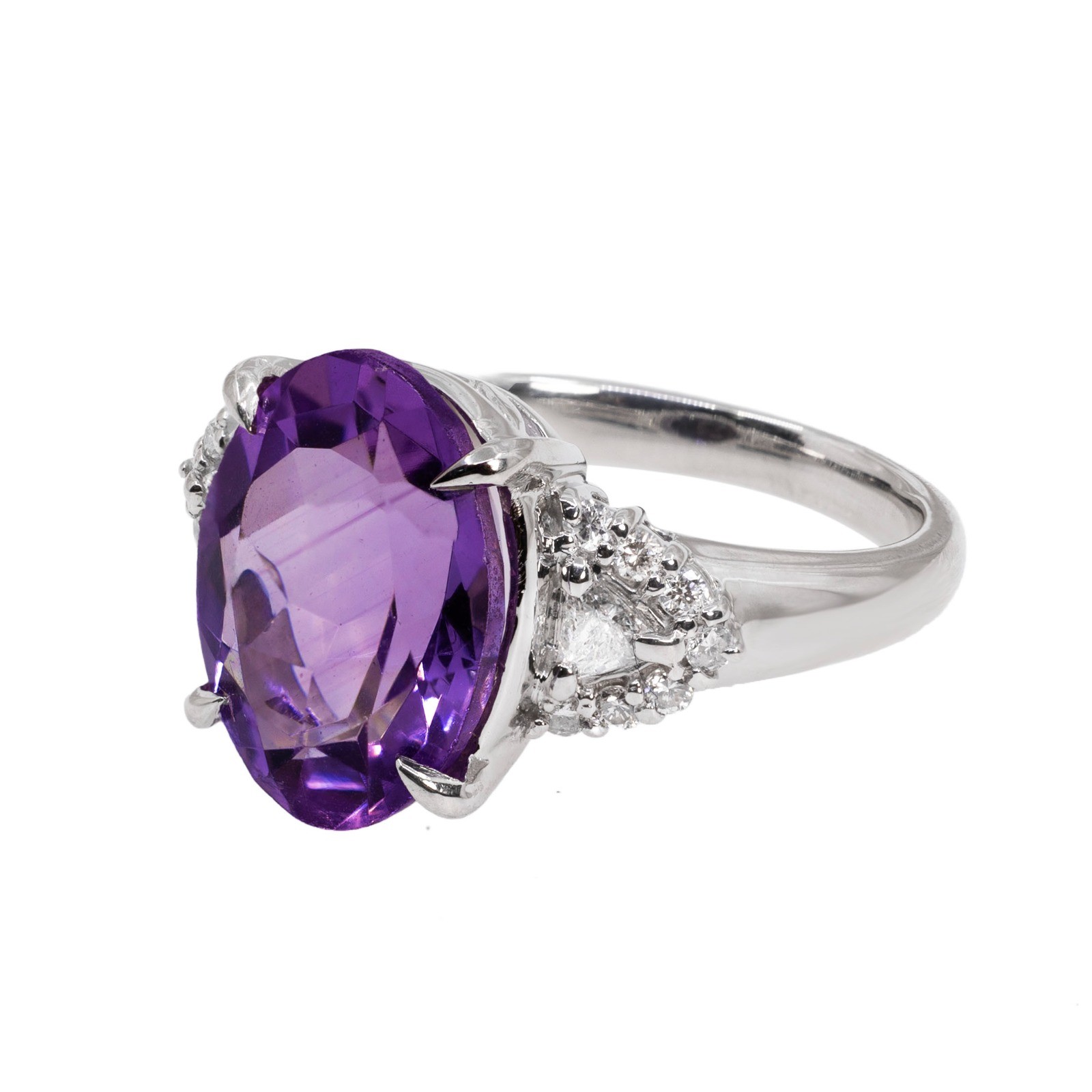  Inel Platina, Ametist 5.10 ct, Diamante 0.32 ct 2