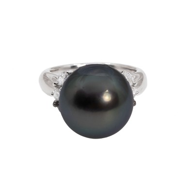  Inel Platina, Perla Tahiti 19.06 ct, Diamante 0.40 ct 1