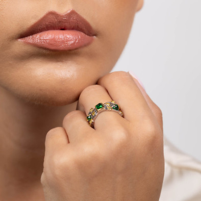  Inel Argint 925, Tsavorite 1.50 ct, Safire 0.60 ct 4