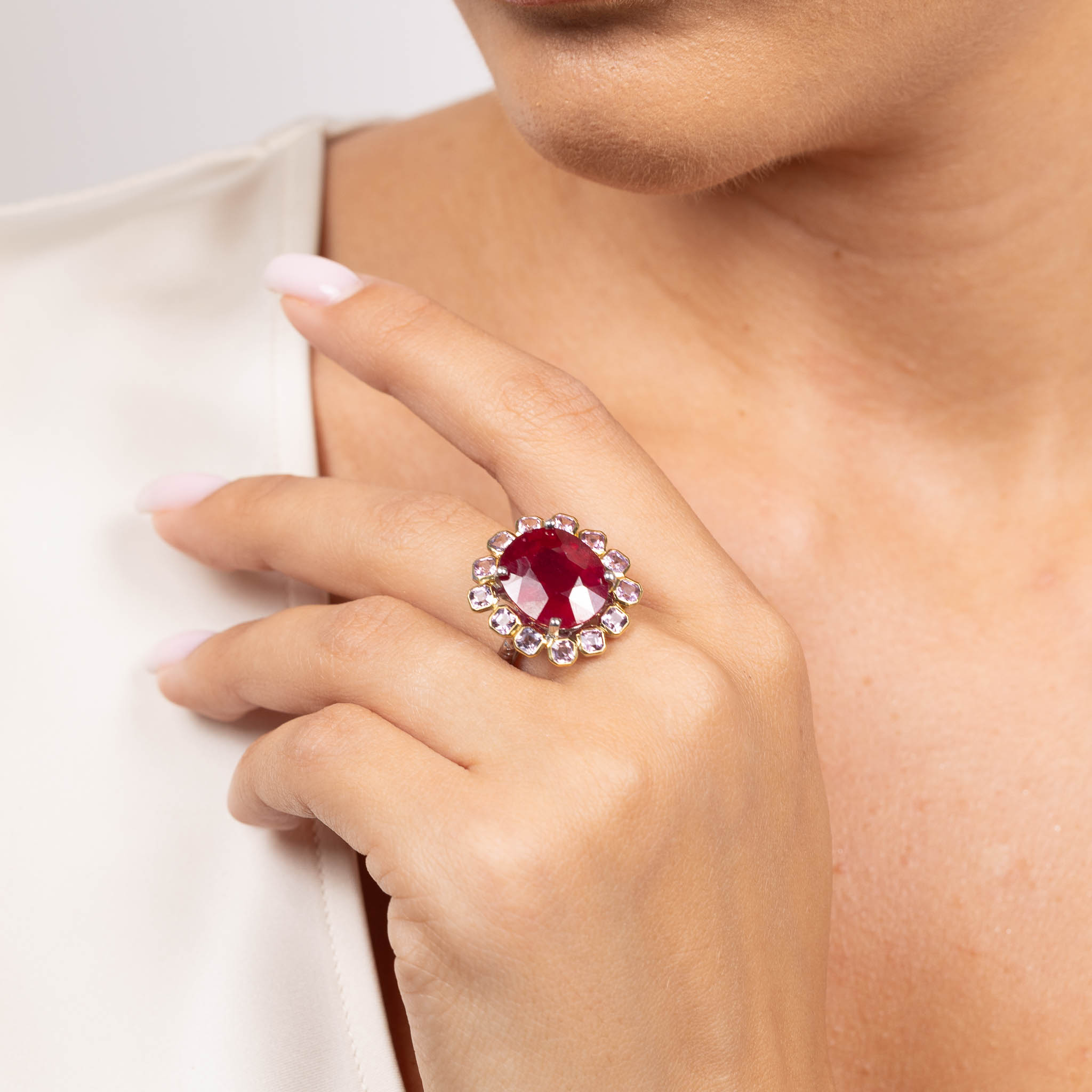  Inel Argint 925, Rubin 10.05 ct, Spinel 2.25 ct 4