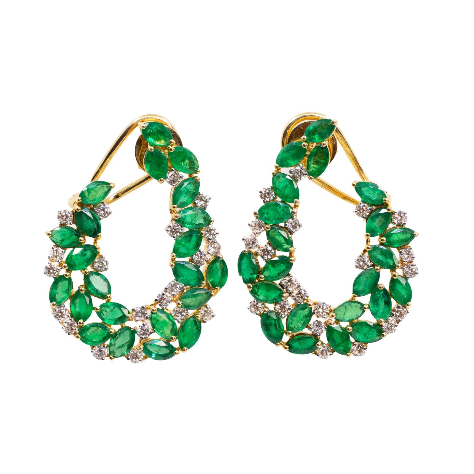  Cercei Aur Galben 18k, Smaralde 9.00 ct, Diamante 1.50 ct 1
