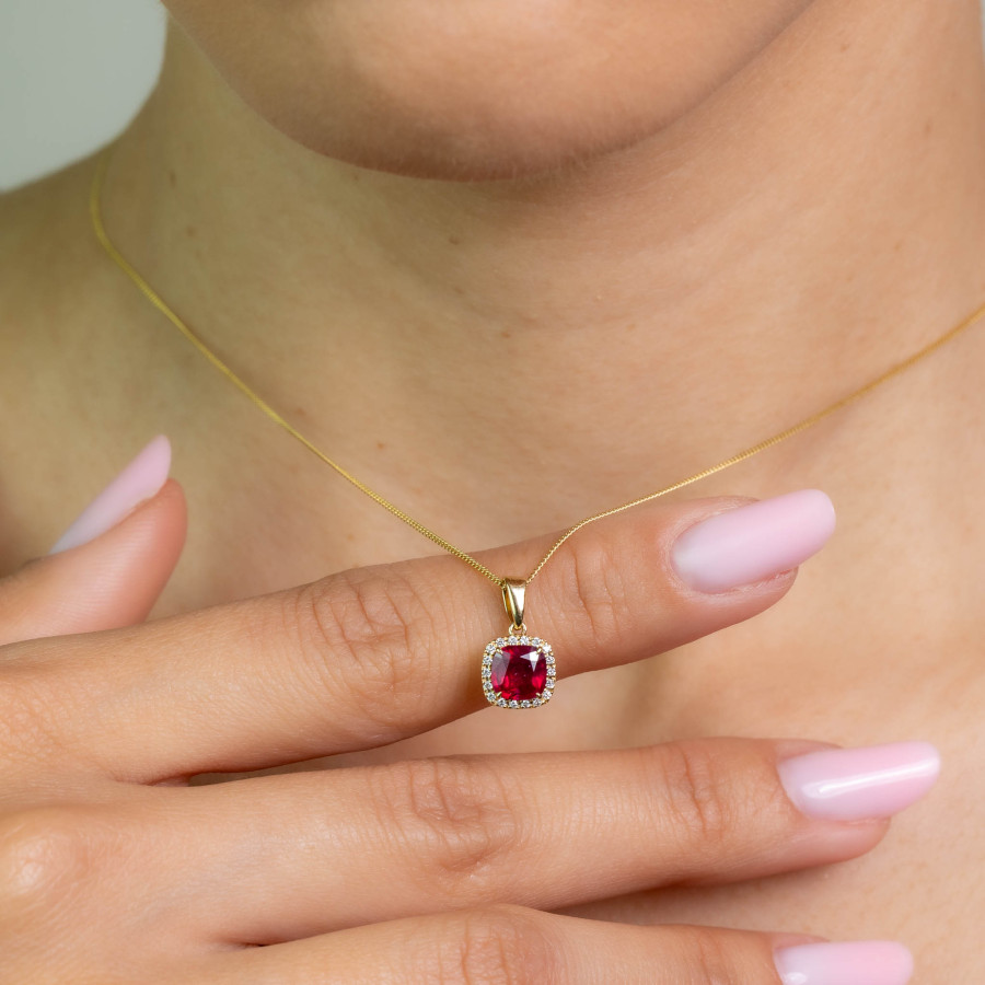  Pandantiv Aur 18k, Rubin 1.25 ct, Diamante 0.10 ct 3