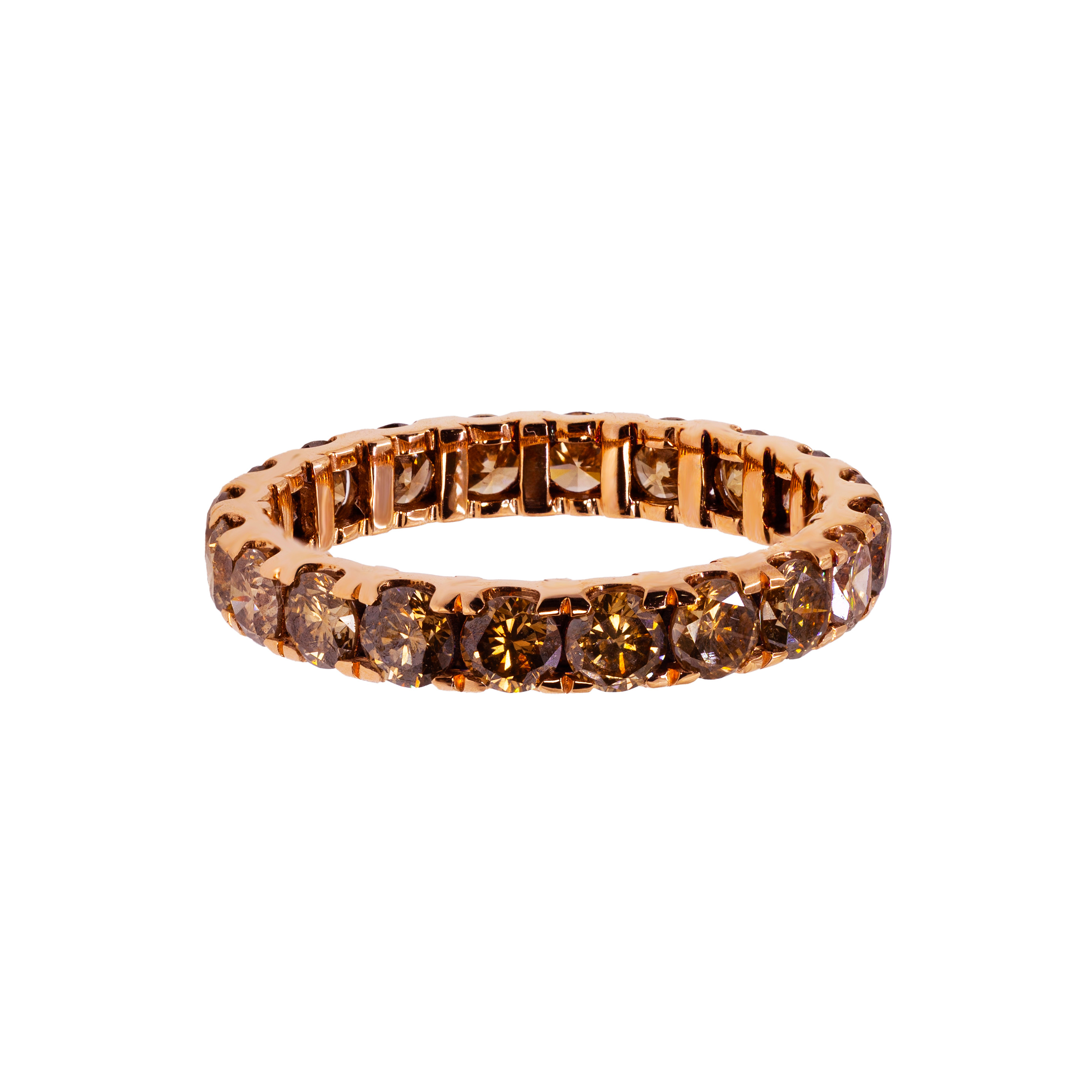  Inel Eternity Aur Roz 18k, Diamante  Brown 2.70 ct 2