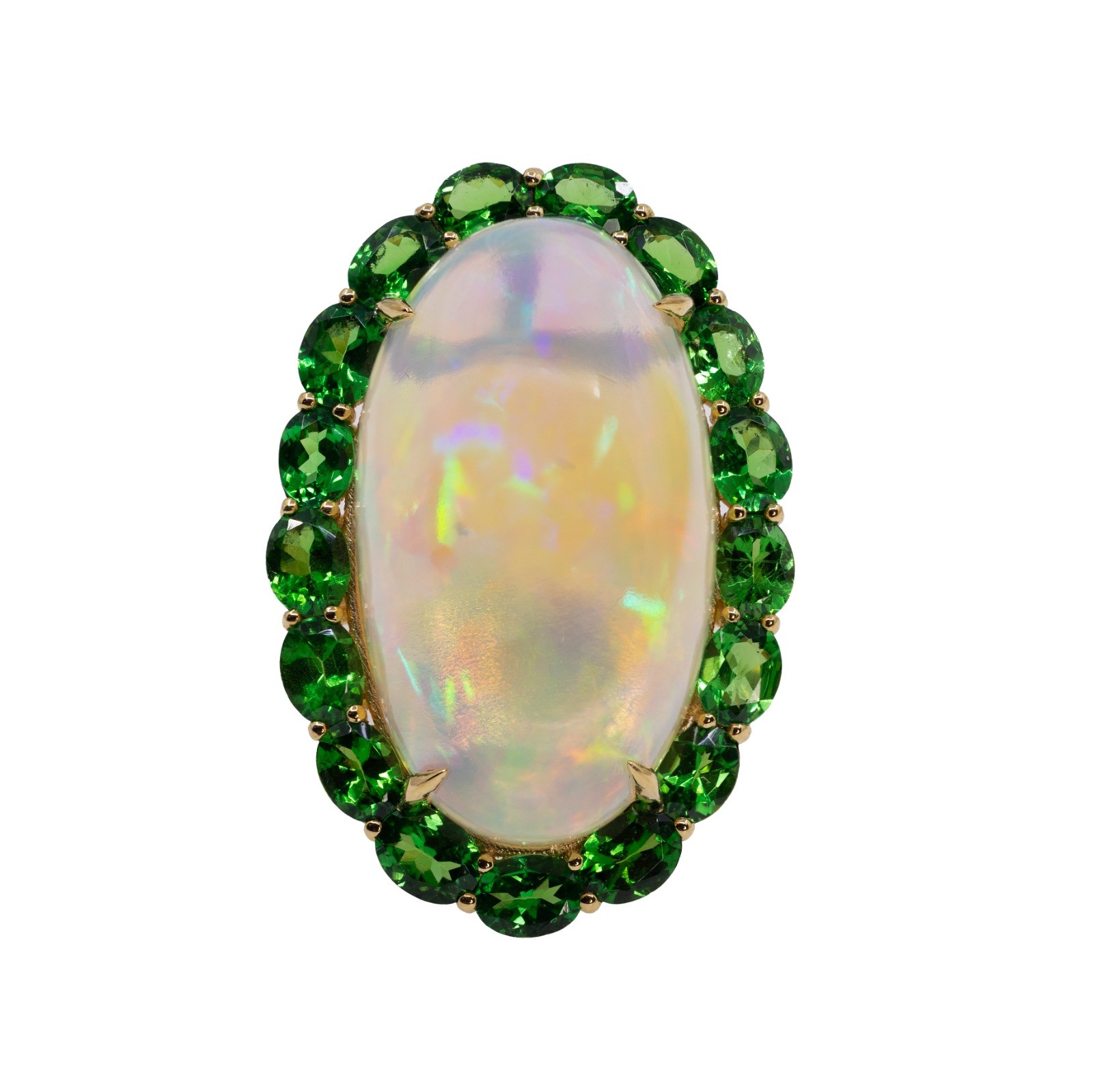  Inel Aur Galben 18k, Opal 18.22 ct, Tsavorite 2.90 ct 1
