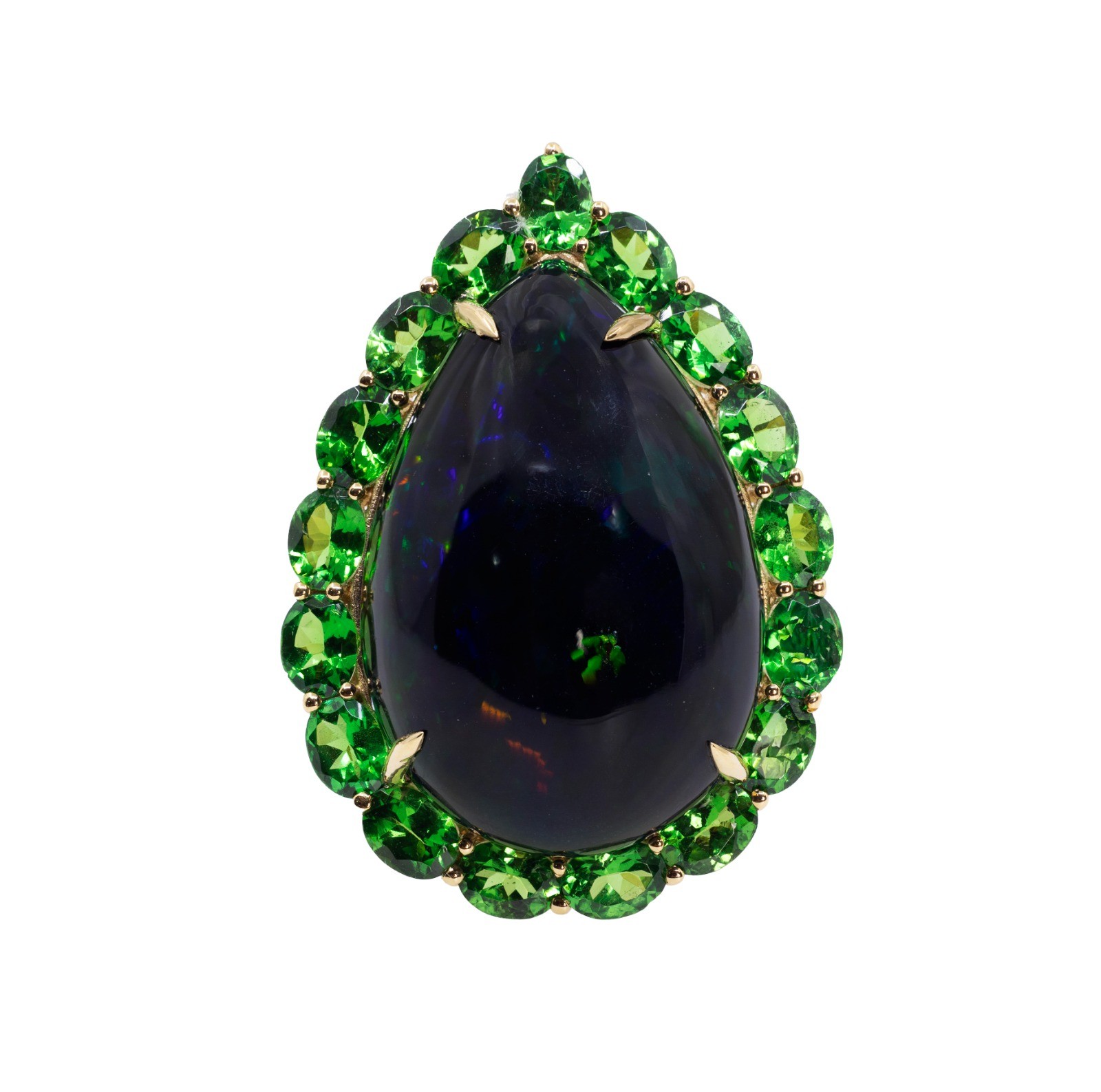  Inel Aur Galben 18k, Opal 16 ct, Tsavorite 3.00 ct 1