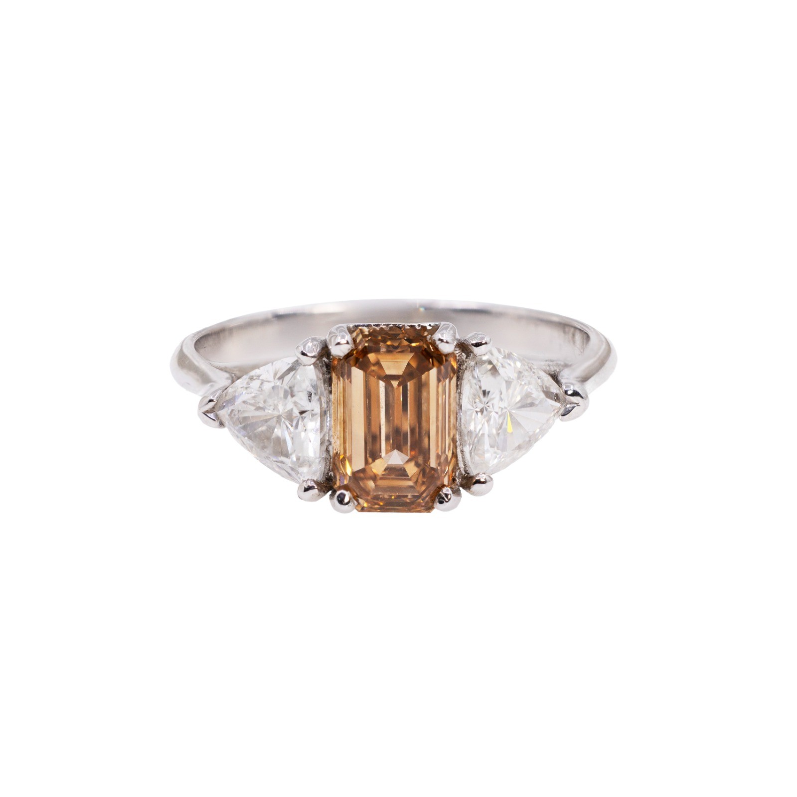  Inel Platina, Diamant  Fancy Brown Yellow 1.37 ct VVS2, Diamante Laterale 0.99 ct 1