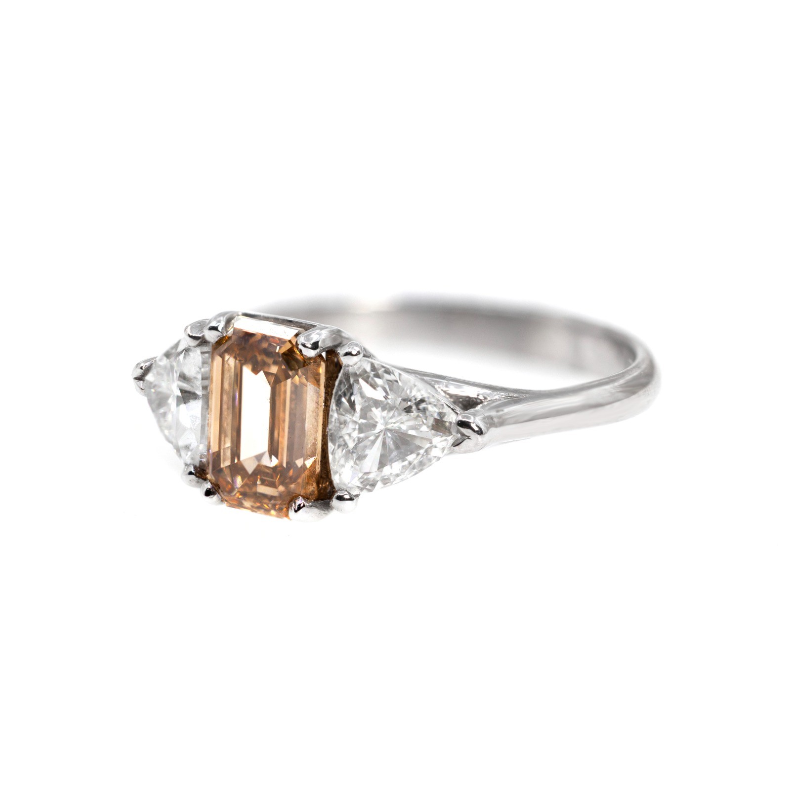  Inel Platina, Diamant  Fancy Brown Yellow 1.37 ct VVS2, Diamante Laterale 0.99 ct 3