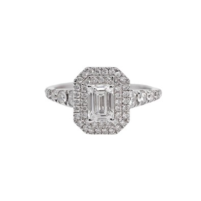  Inel Aur Alb 18K, Diamant Central 0.73 ct H/VS1, Diamante Laterale 0.70 ct 1