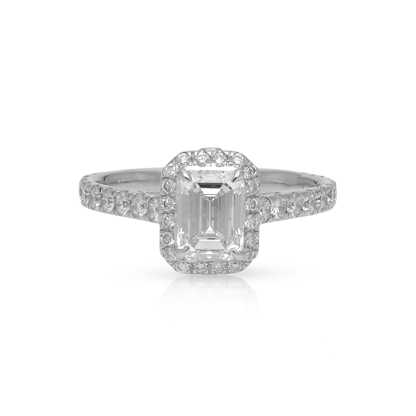  Inel Aur Alb 18k, Diamant Central 0.90 Ct F/VS2, Diamante Laterale 0.75 ct 1