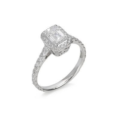  Inel Aur Alb 18k, Diamant Central 0.90 Ct F/VS2, Diamante Laterale 0.75 ct 3