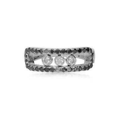  Inel Aur Alb 18k, Diamante Negre  0.60 Ct, Diamante Incolore  0.15 ct 1