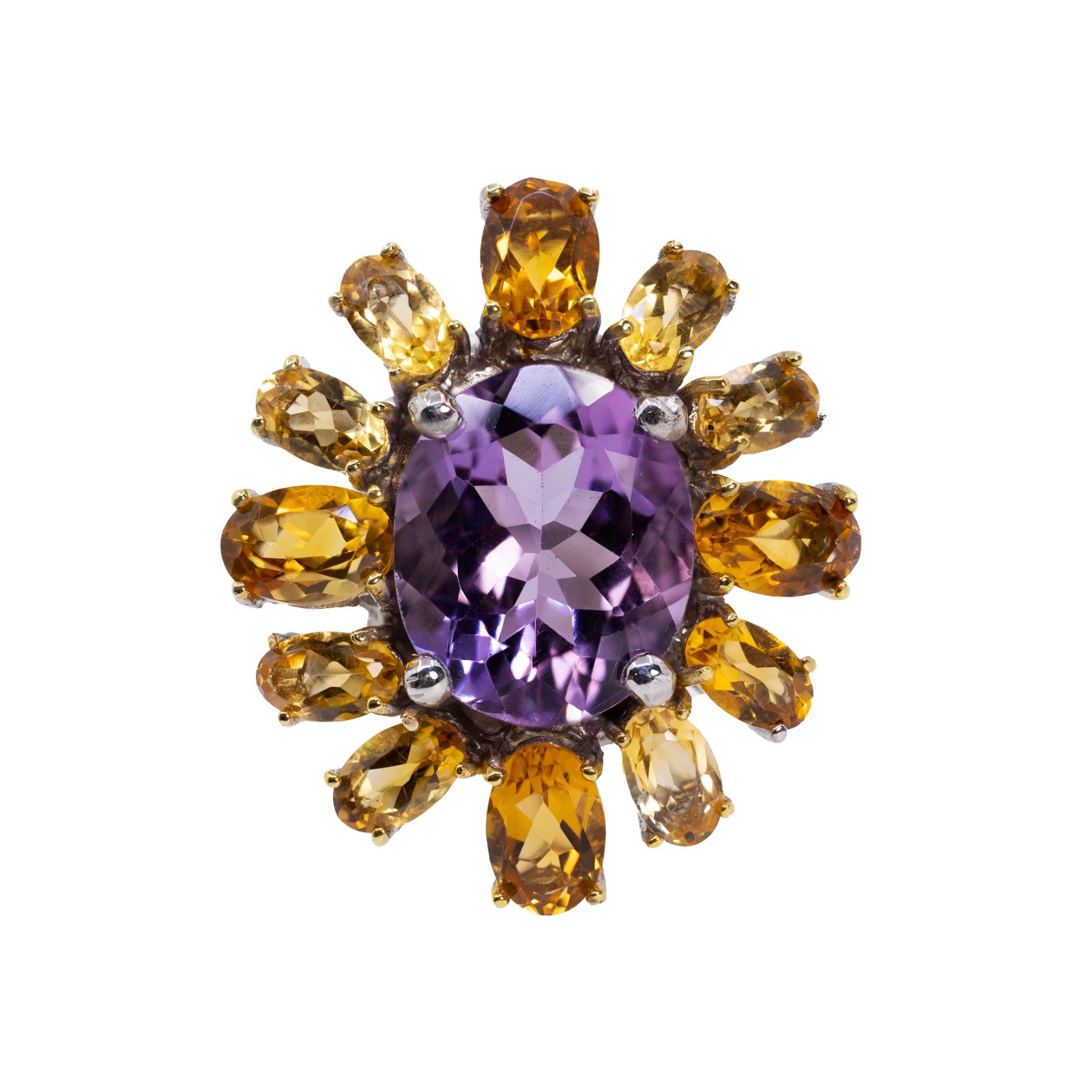  Inel Argint 925, Ametist 4.50 ct, Safire 4.00 ct 1