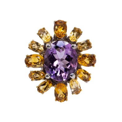  Inel Argint 925, Ametist 4.50 ct, Safire 4.00 ct 1