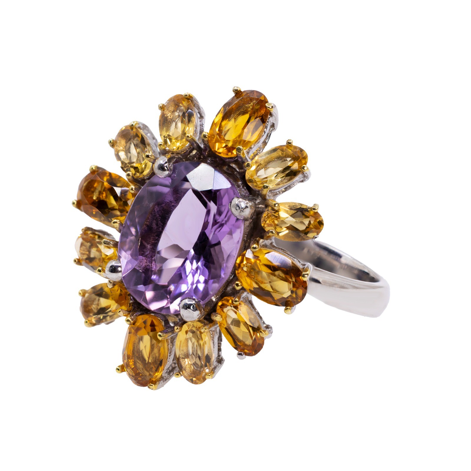  Inel Argint 925, Ametist 4.50 ct, Safire 4.00 ct 3