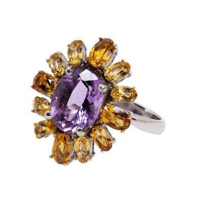  Inel Argint 925, Ametist 4.50 ct, Safire 4.00 ct 3