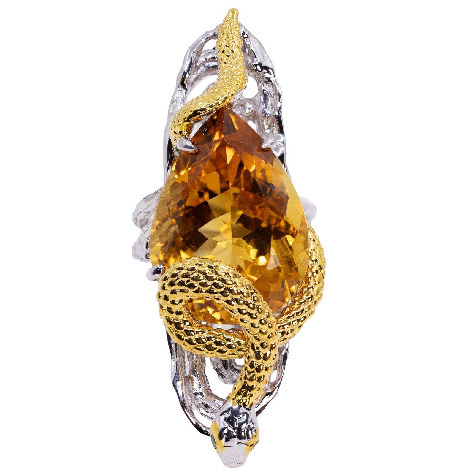  Inel Argint 925, Citrin 29.25 ct, Tsavorite 0.05 ct 1