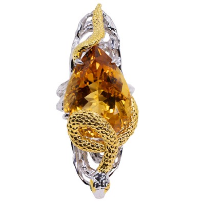  Inel Argint 925, Citrin 29.25 ct, Tsavorite 0.05 ct 1