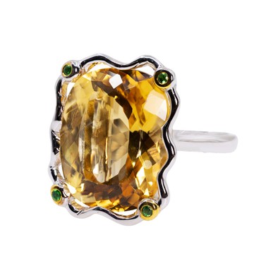  Inel Argint 925, Citrin 18.02 ct, Tsavorite 0.12 ct 3