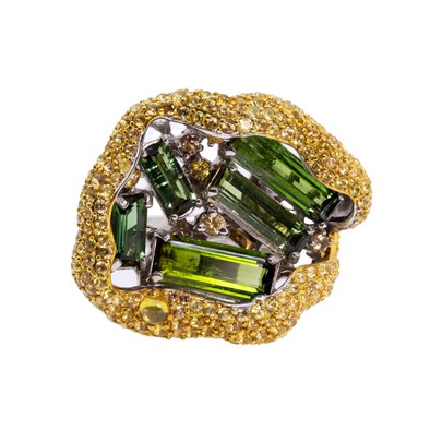  Inel Argint 925, Turmalina 7.15  ct, Safire 4.15 ct 1