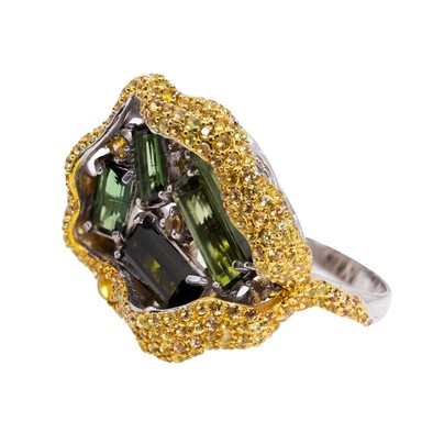  Inel Argint 925, Turmalina 7.15  ct, Safire 4.15 ct 3