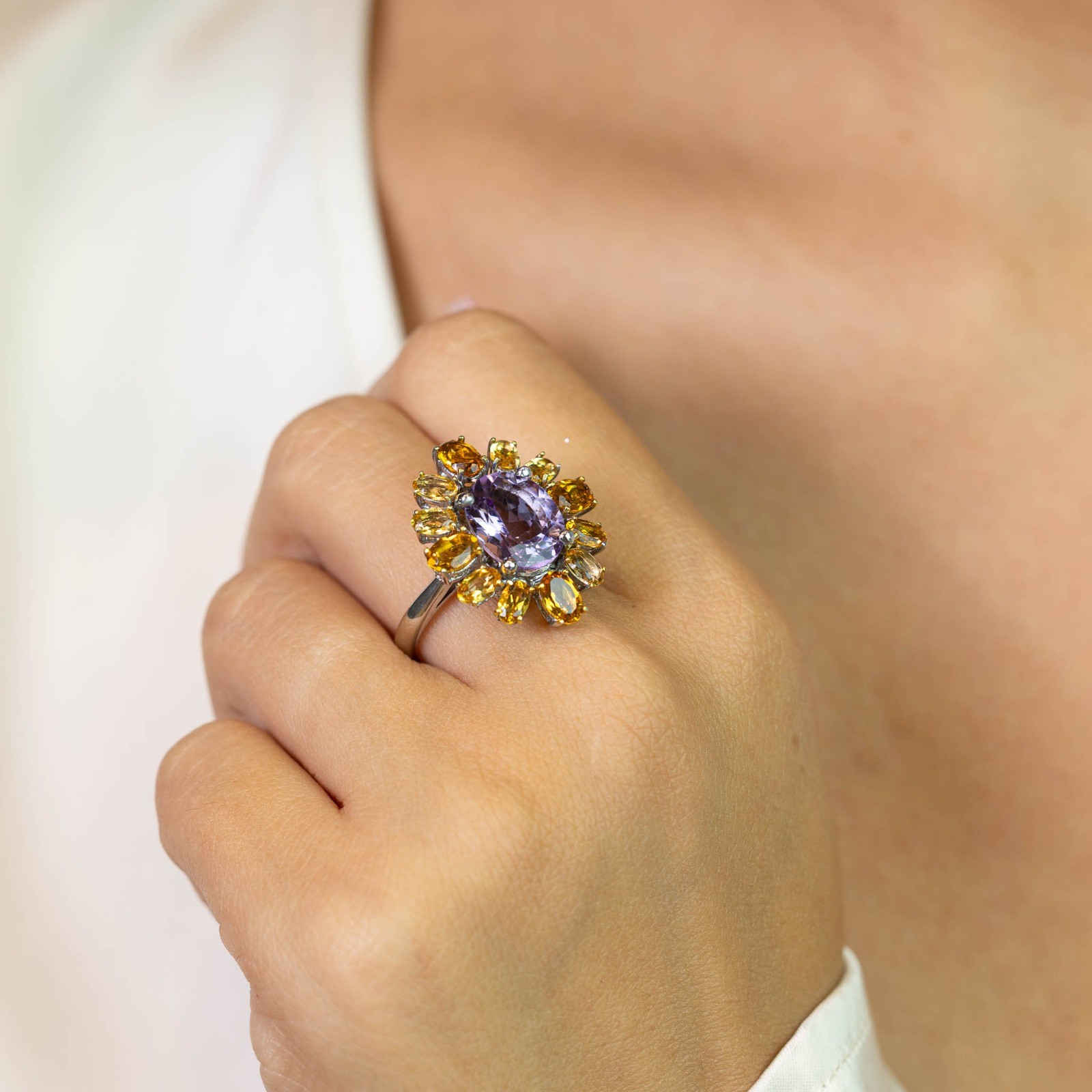  Inel Argint 925, Ametist 4.50 ct, Safire 4.00 ct 2