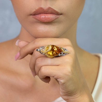  Inel Argint 925, Citrin 29.25 ct, Tsavorite 0.05 ct 2