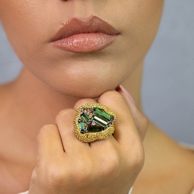  Inel Argint 925, Turmalina 7.15  ct, Safire 4.15 ct 2