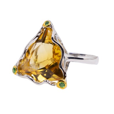  Inel Argint 925, Citrin 16.23 ct, Tsavorite 0.06  ct 3