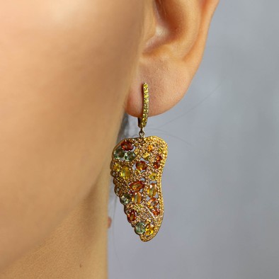  Cercei Argint 925,  Safire Fancy 9.50 ct 2