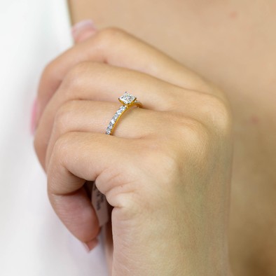  Inel Aur Galben 18k, Diamant Solitaire 0.50 ct F/VS2, Diamante 0.36 ct 4