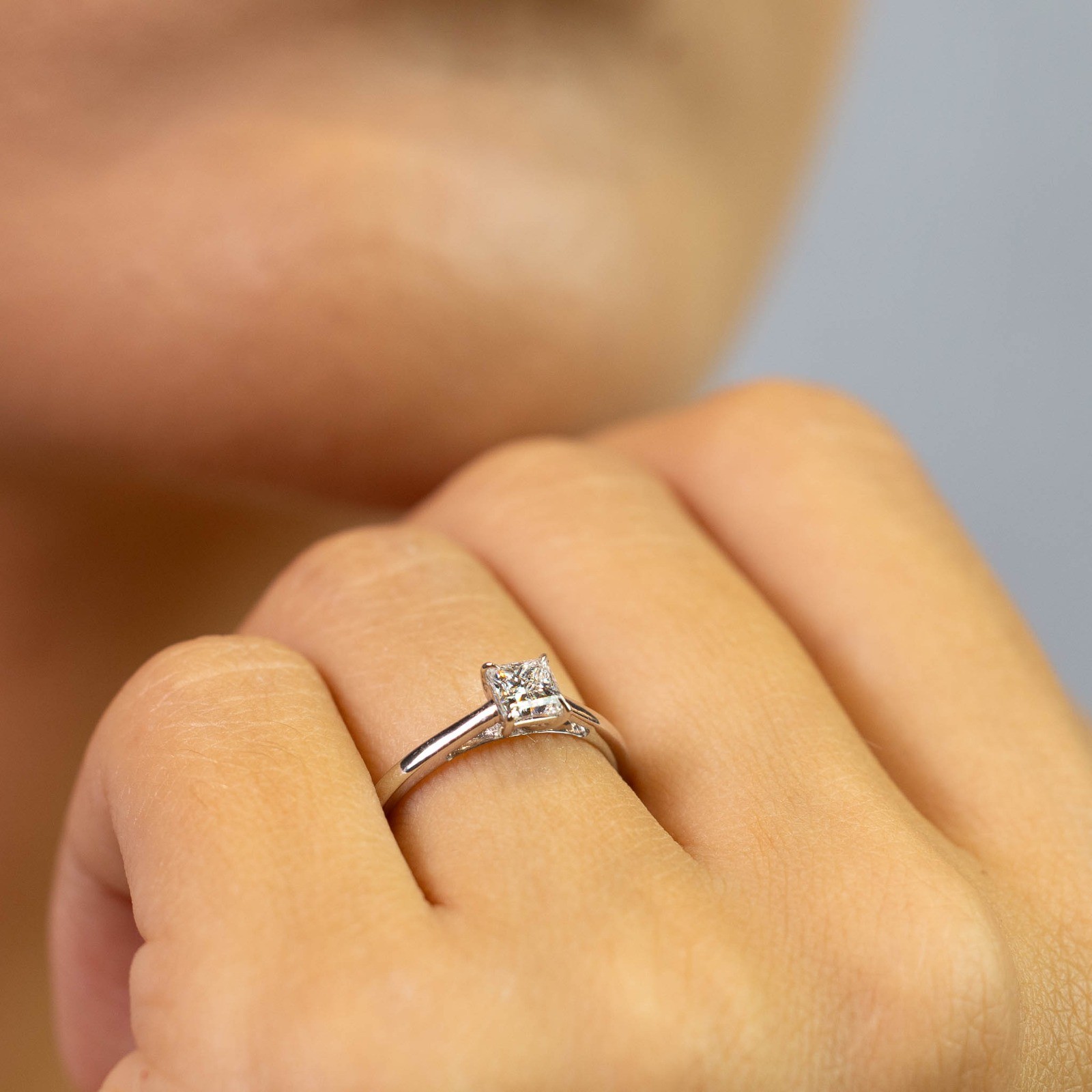  Inel Aur Alb 18k, Diamant Solitaire 0.52 ct F/VS2 2