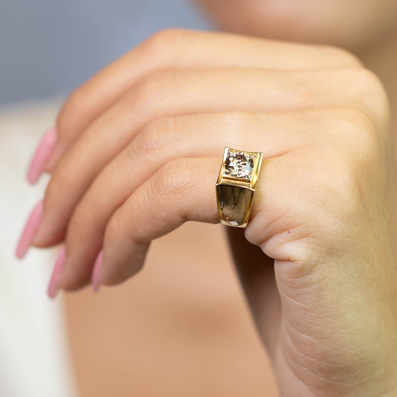  Inel Aur 18k, Diamant Fancy Brown 1.50 ct 2