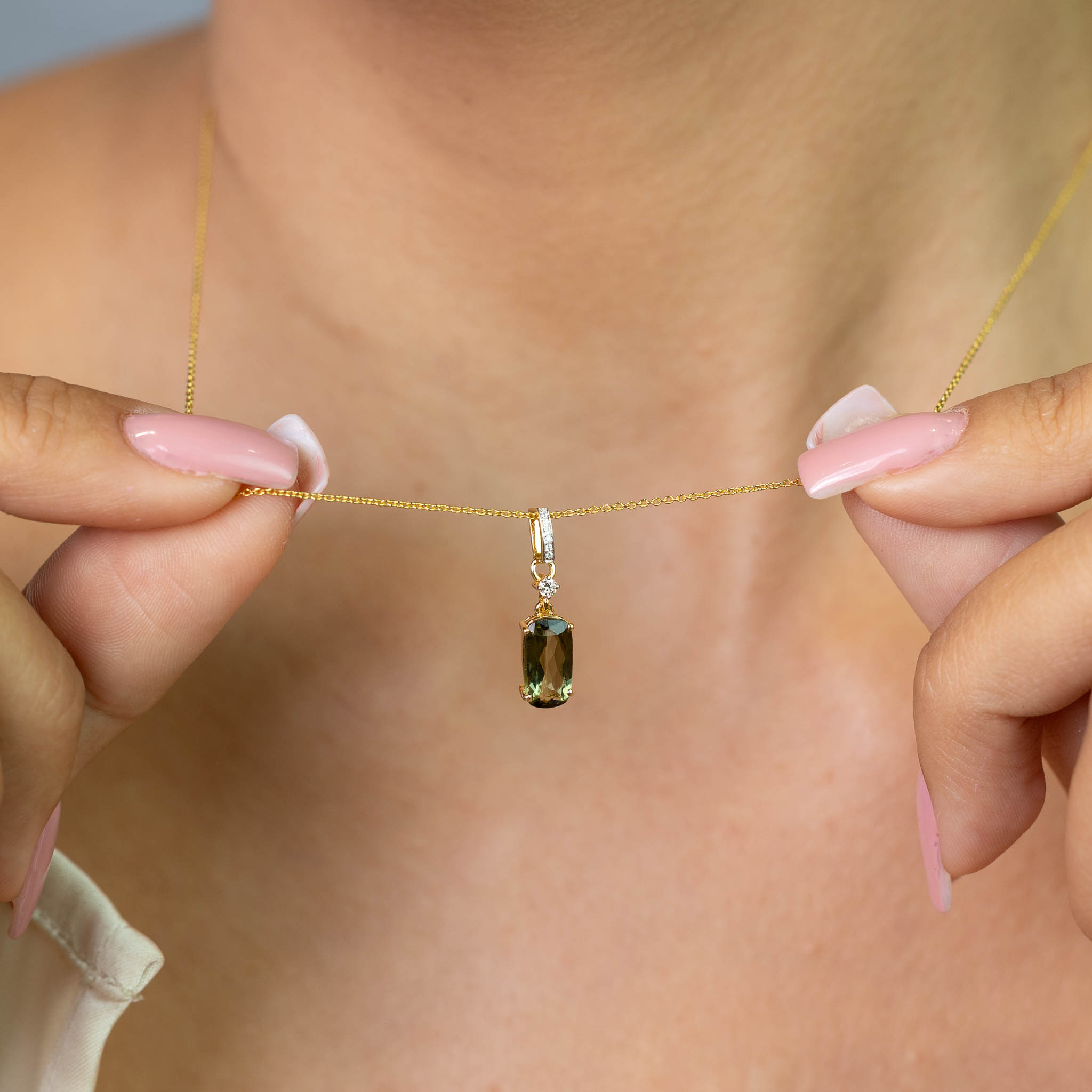  Colier Aur Galben 14k, Turmalina 1.40  Ct, Diamante 0.06 Ct 5