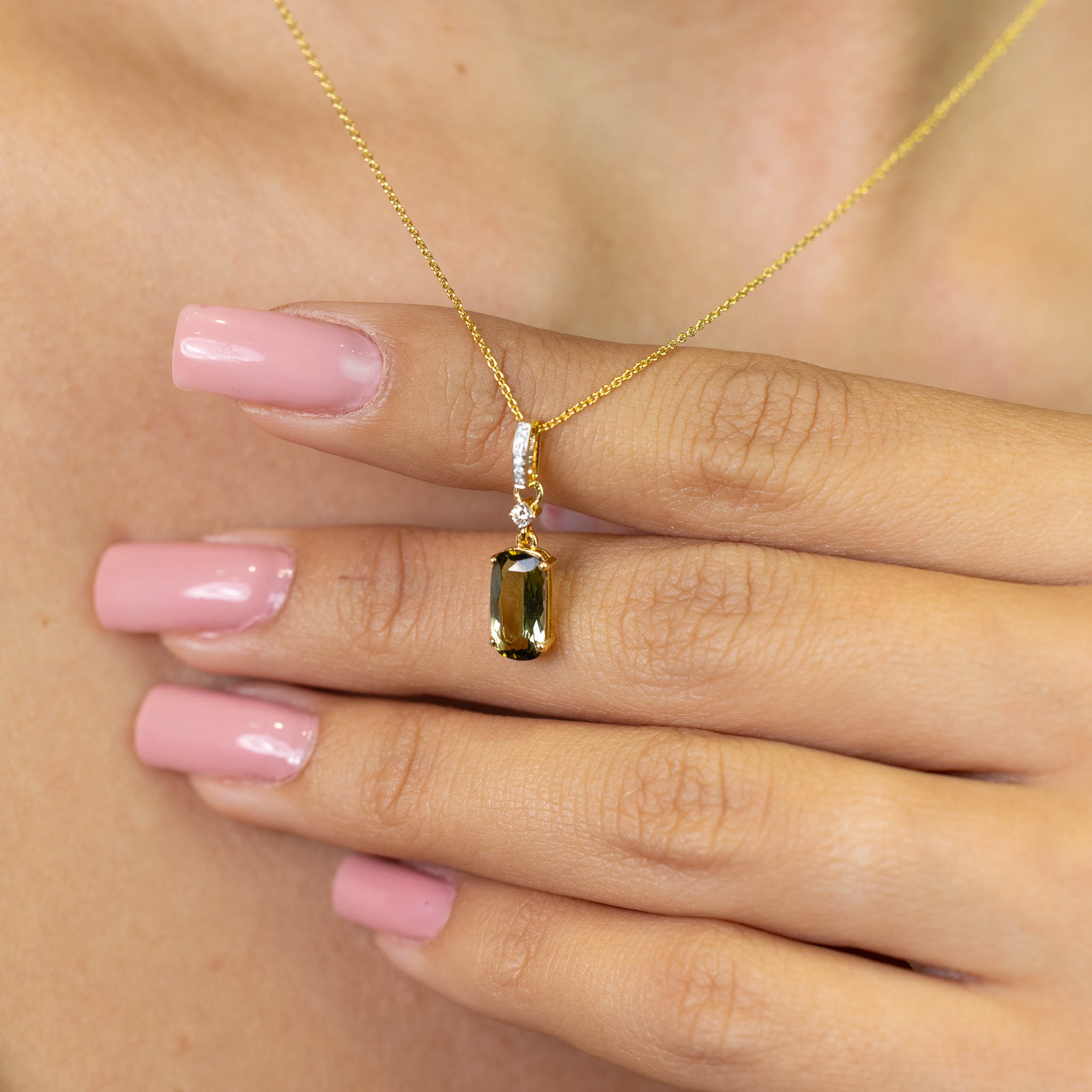  Colier Aur Galben 14k, Turmalina 1.40  Ct, Diamante 0.06 Ct 4